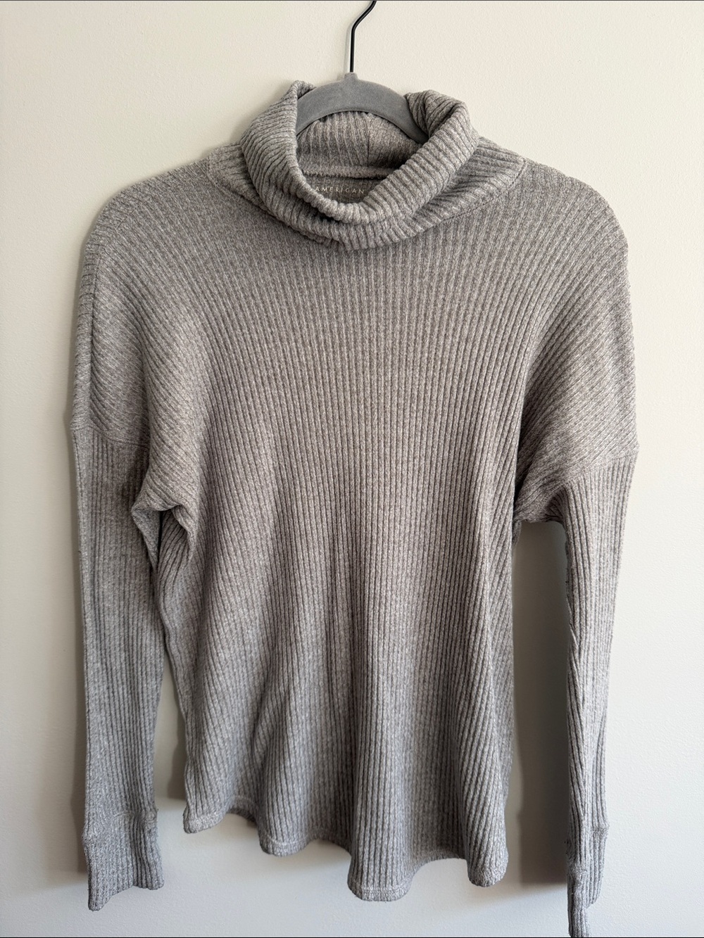 American Eagle Outfitters Ribbed Turtleneck Sweater - Gray